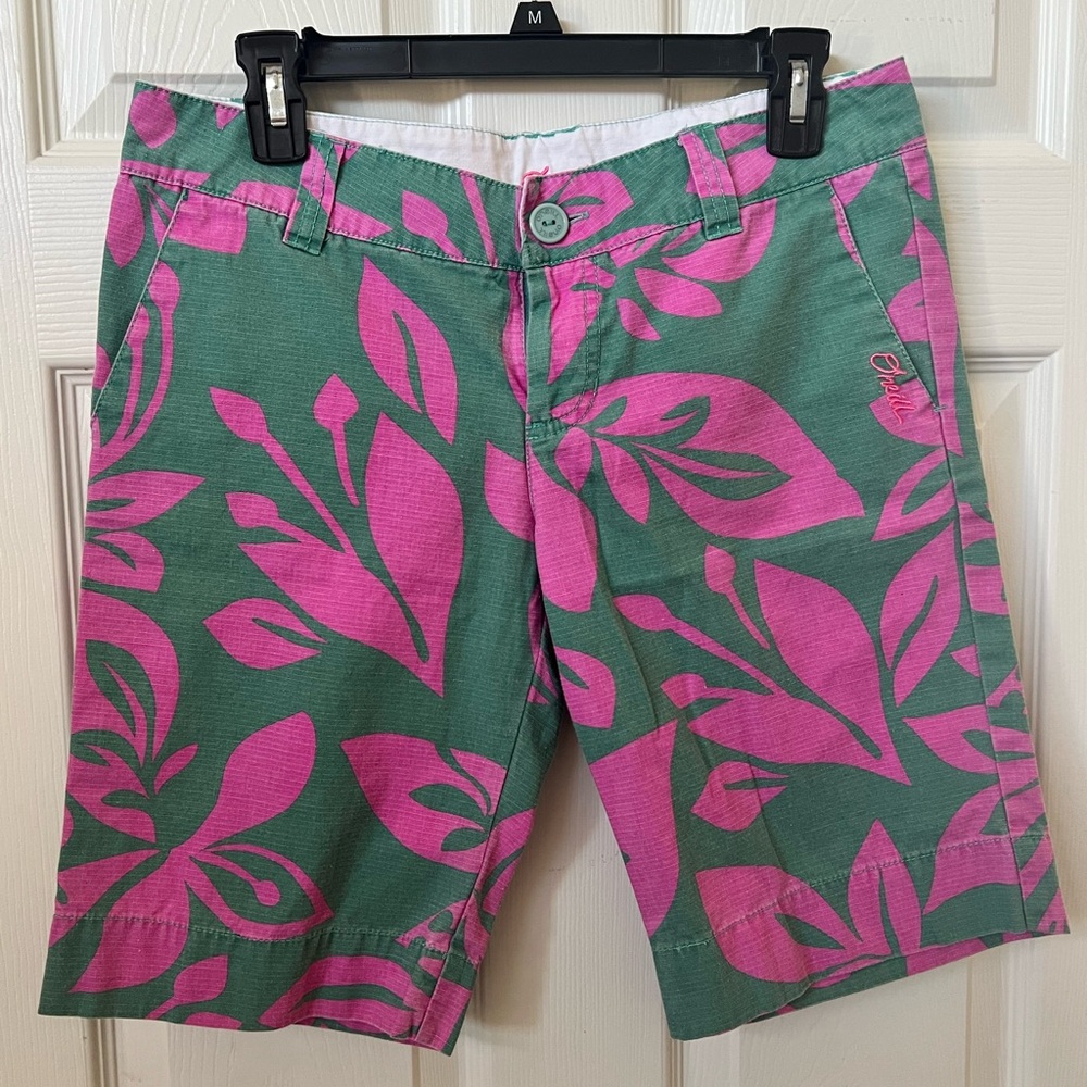 O'Neill Pink and Green Floral Women's Bermudas